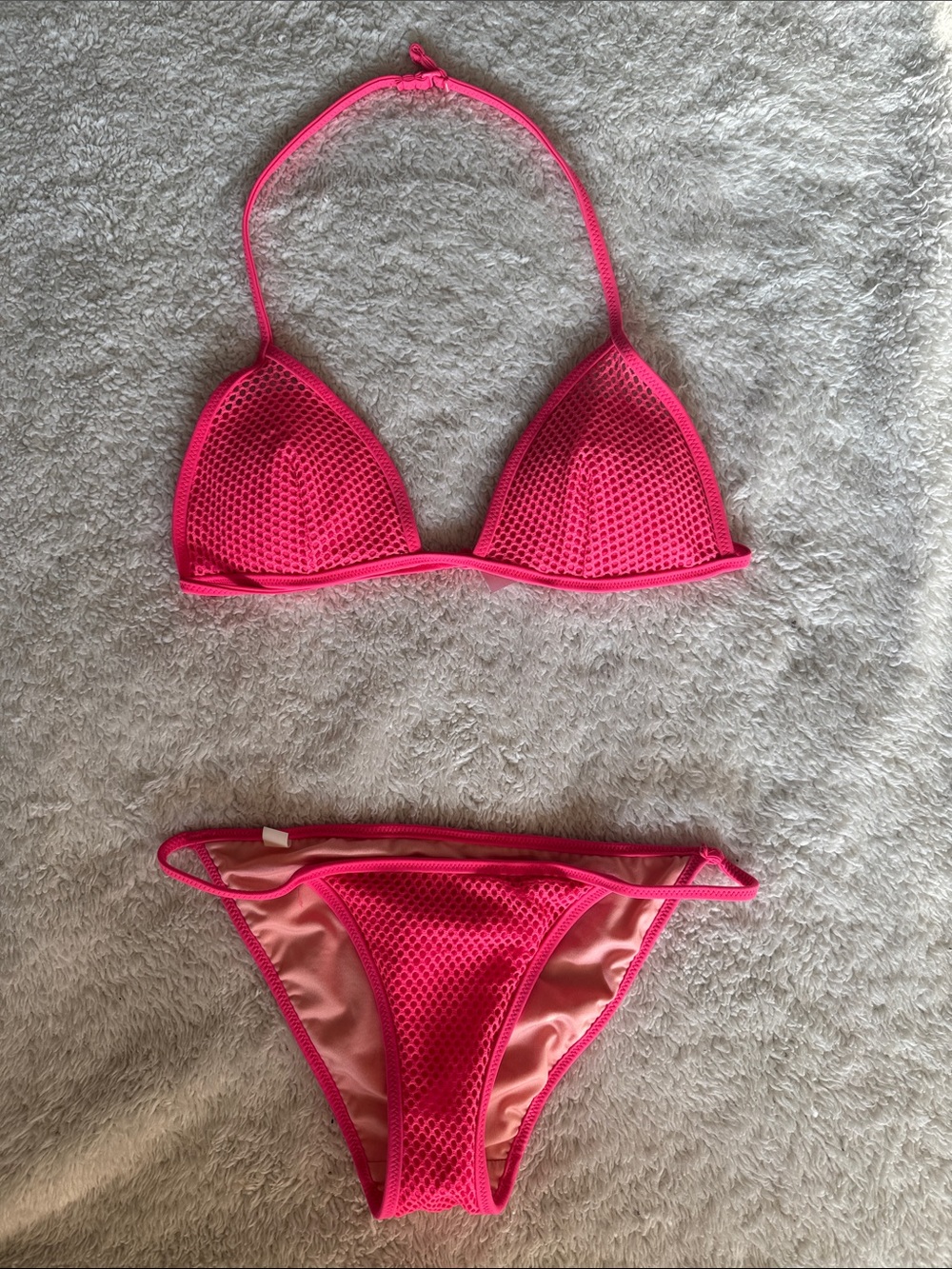 Victoria's Secret Neon Pink Mesh Triangle Bikini